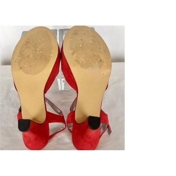 Hot Tomato Women's Open Toe Heels Pumps Ruffles Red Pre-Owned 9M - Picture 5 of 6